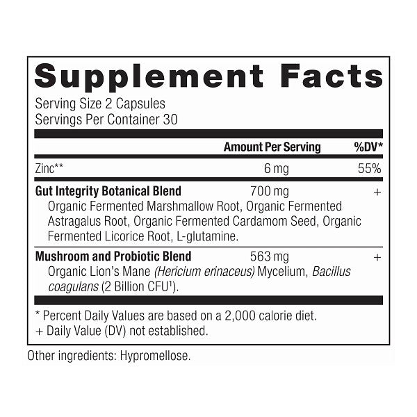 Leaky Gut Capsules supplement label