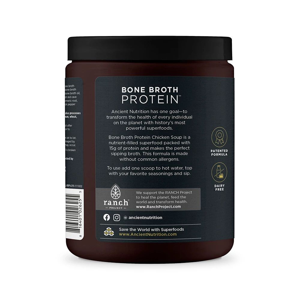 bone broth protein chicken soup back of bottle