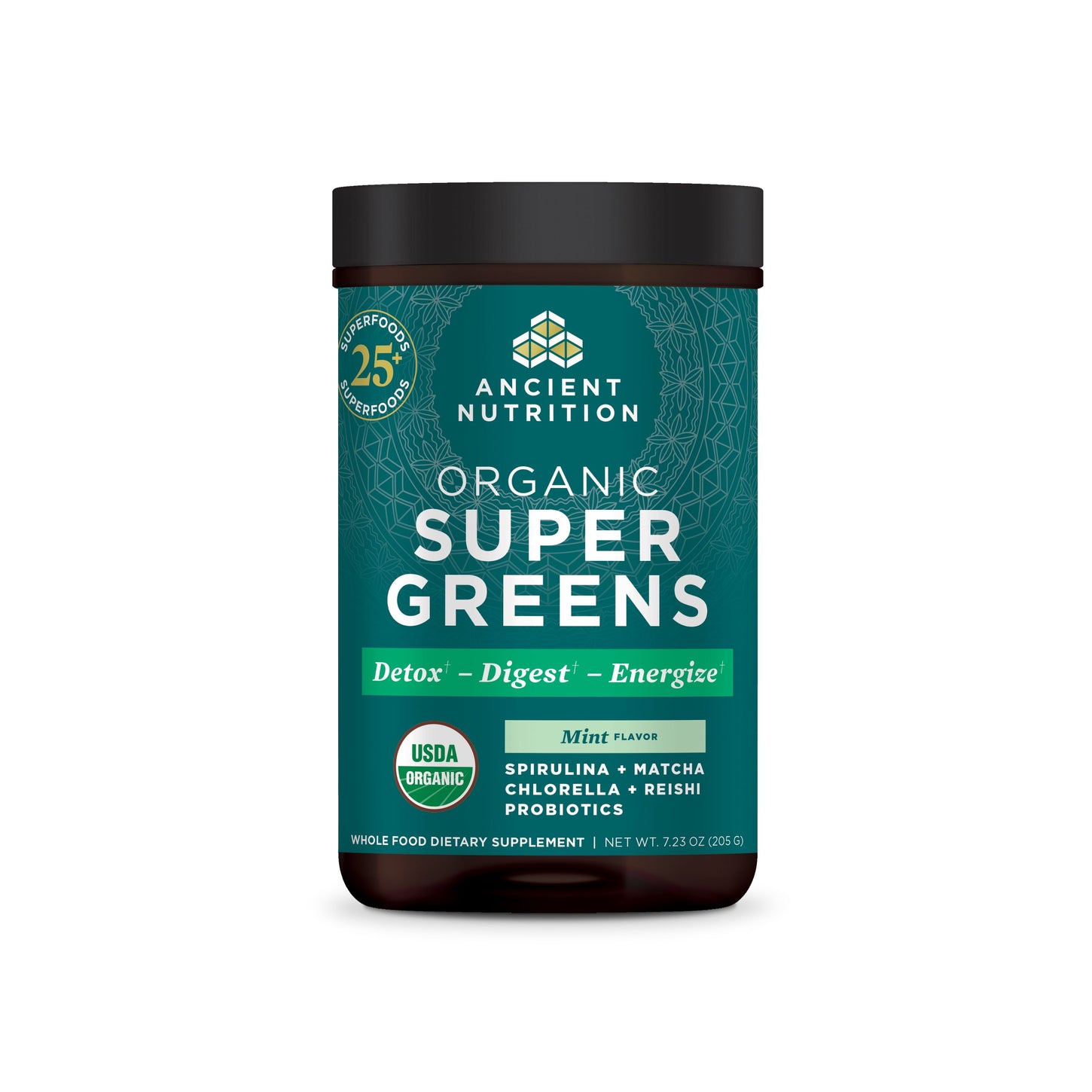 supergreens mint flavor front of bottle