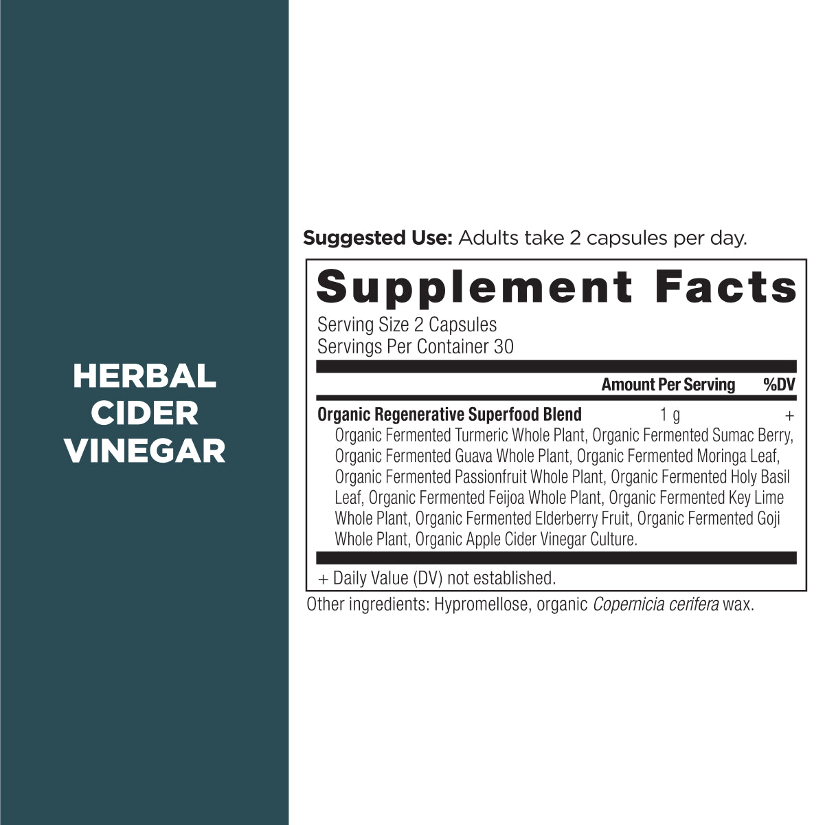 herbal cider vinegar supplement label