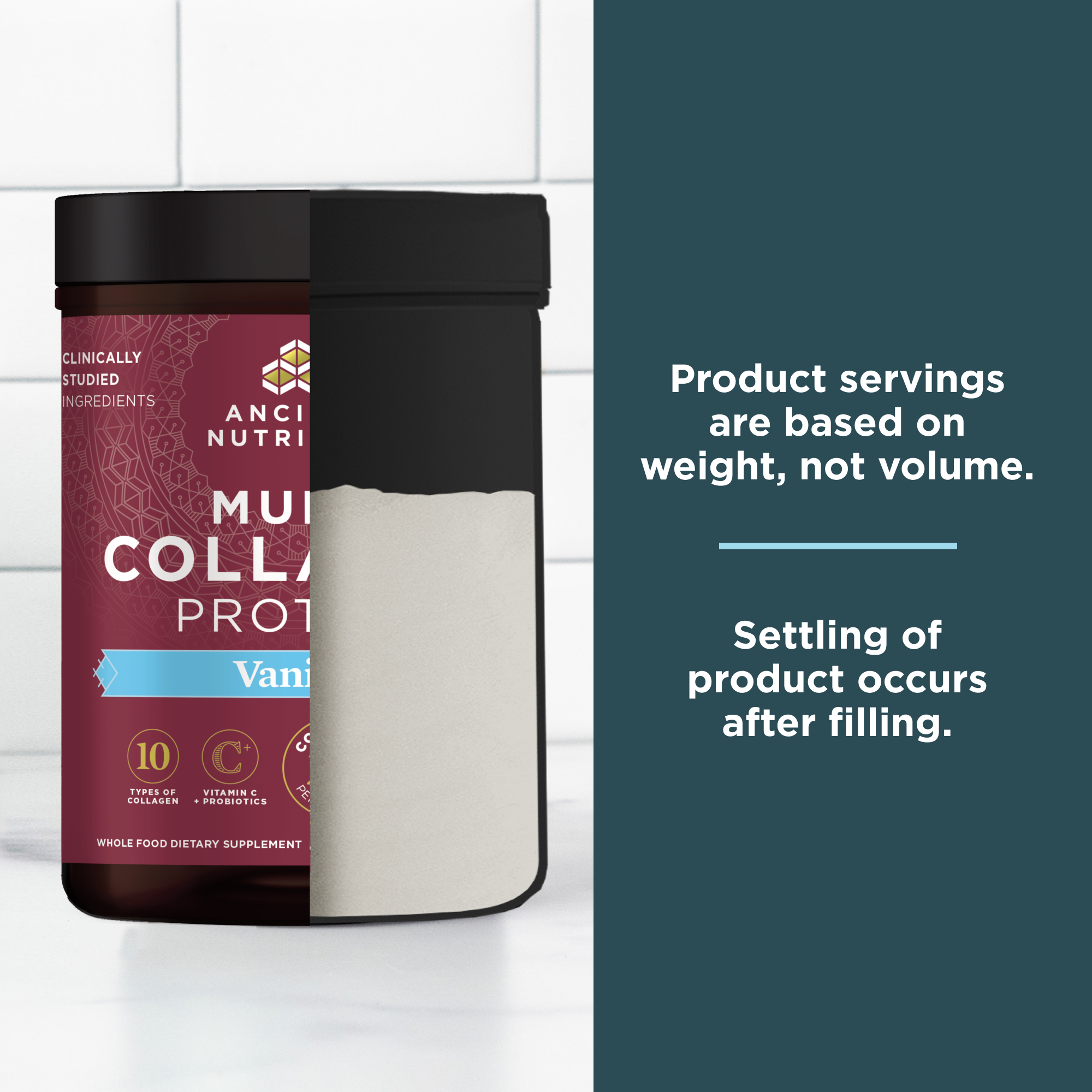 product servings are based on weight, not volume