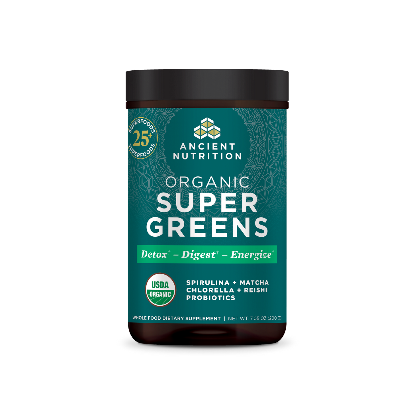 supergreens greens flavor front of bottle